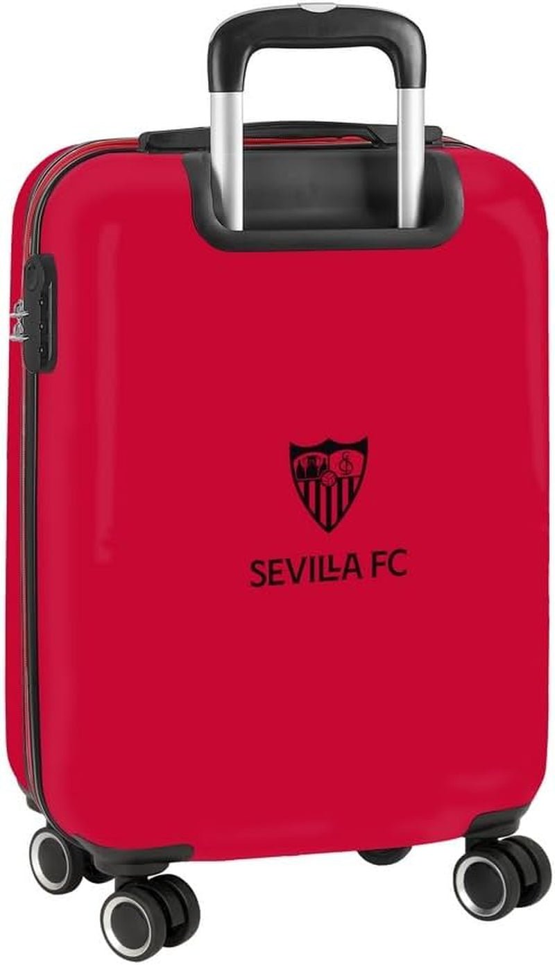 Sevilla FC - Trolley De Cabina 20 Pulgadas, Maleta Con Ruedas, Candado De Seguridad, Maleta Ligera, 34.5X20X55 Cm