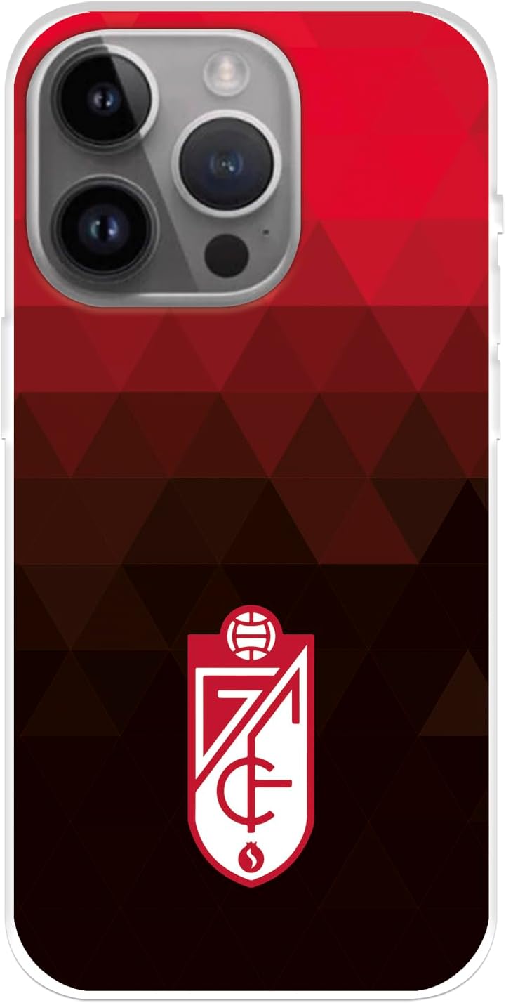 Funda Para Iphone 15 Pro MAX Del Granada CF Escudo Fondo Rojo Y Negro Tansparente Para Proteger Tu Móvil. Carcasa De Silicona Flexible Con Licencia Oficial Granada CF